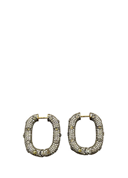 Pave Diamonds Women's Gold Earrings